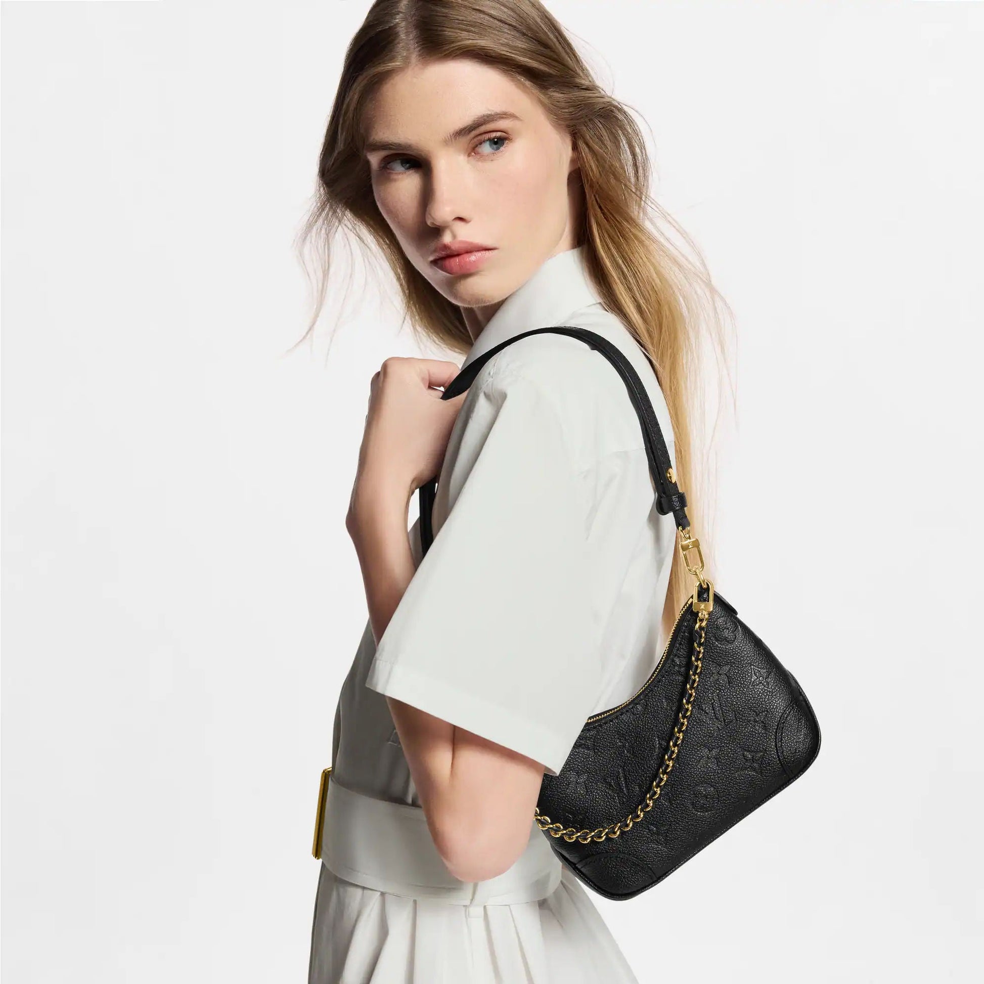 Women's Nano Boulogne Black Monogram Empreinte Leather Crossbody Bag M28427