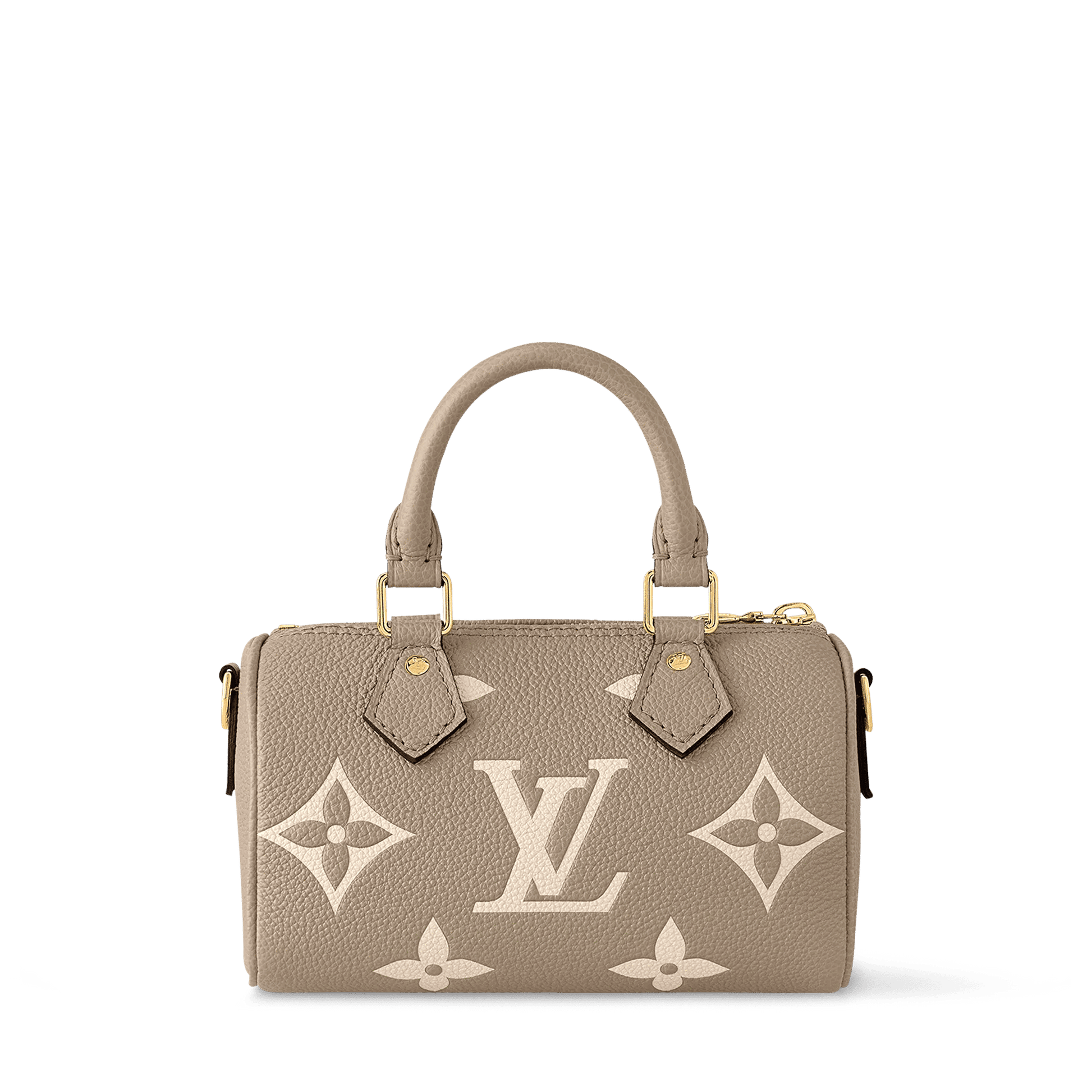 Nano Speedy Monogram Empreinte Leather Dove Cream Gold-Toned Hardware
