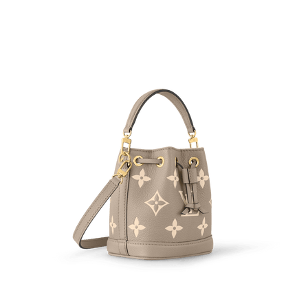 Nano Noé Bicolor Monogram Empreinte Leather Tourterelle Gray Gold-Toned Hardware
