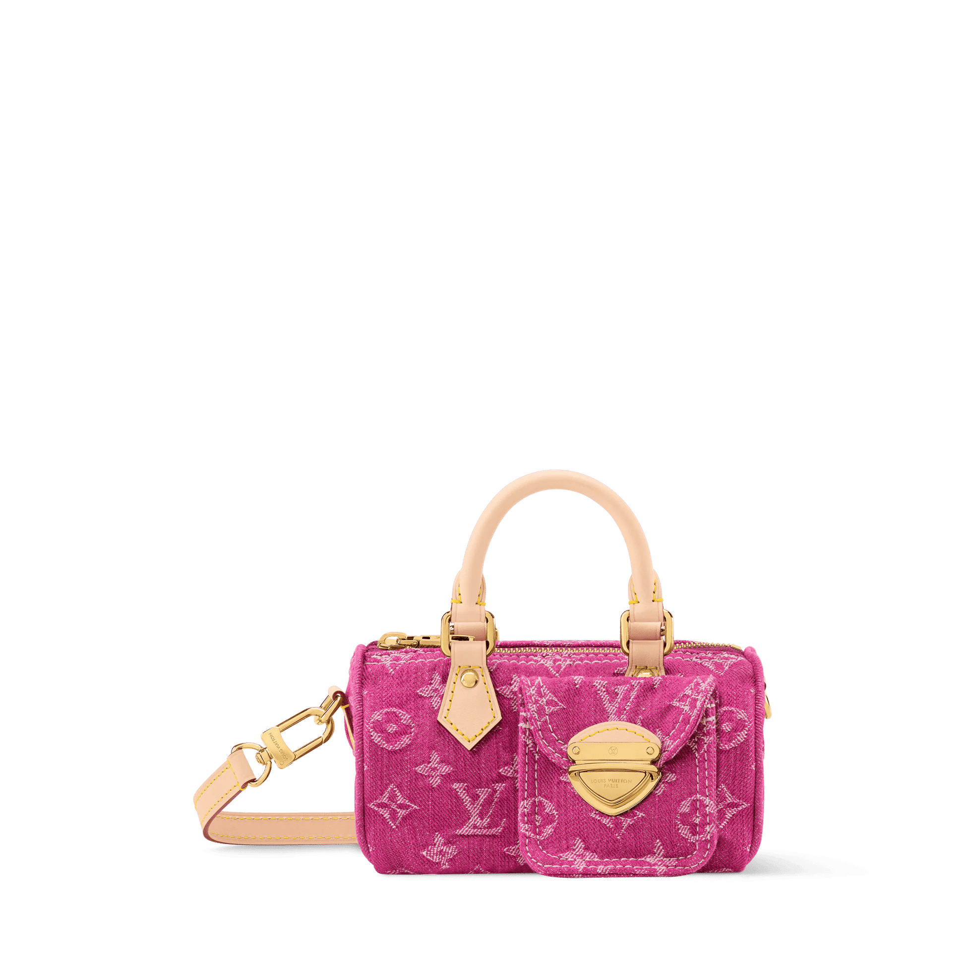 Women's Nano Speedy Monogram Denim Fuchsia Calfskin Nano Bag