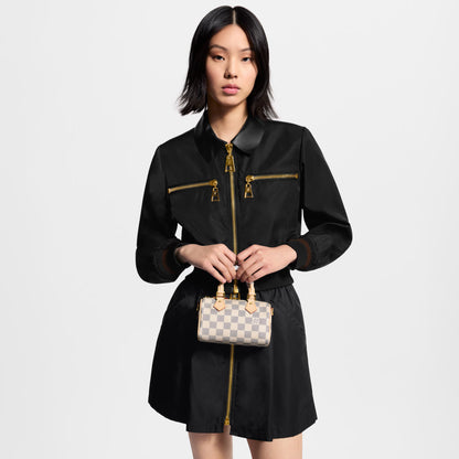 Nano Speedy Damier Azur Coated Canvas Gold-Toned Hardware