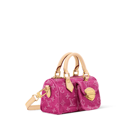 Women's Nano Speedy Monogram Denim Fuchsia Calfskin Nano Bag