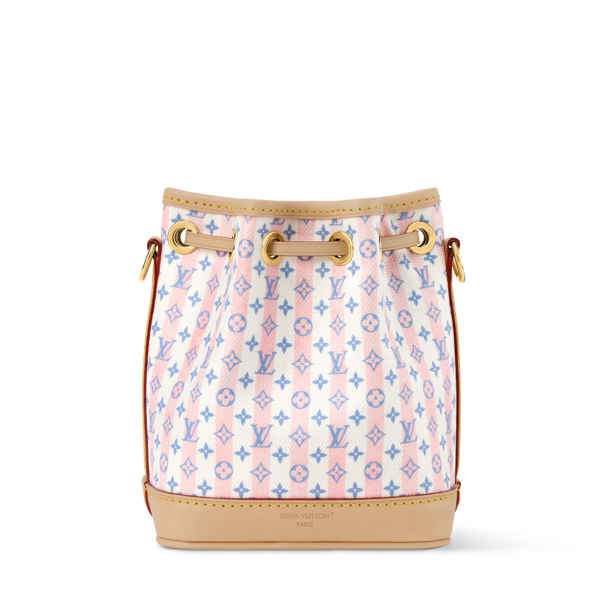 Nano Noé Minigram Canvas Stamp Blue Gold-Toned Hardware