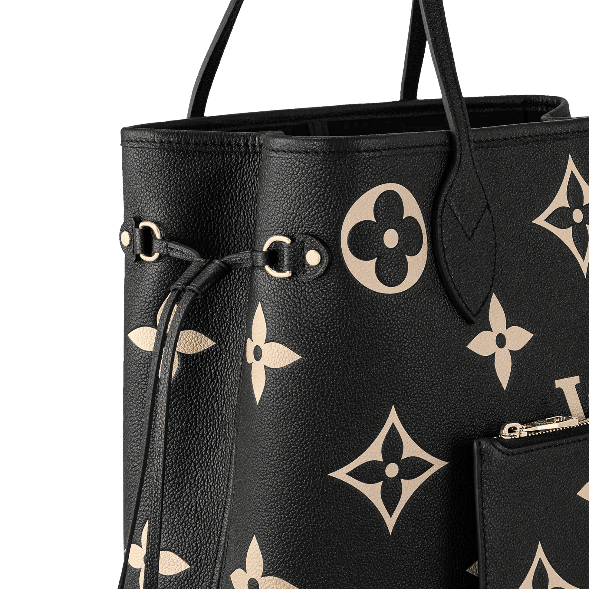 Women's Neverfull MM Black Beige Monogram Empreinte Leather Tote Bag M58907