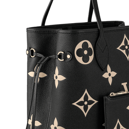 Women's Neverfull MM Black Beige Monogram Empreinte Leather Tote Bag M58907