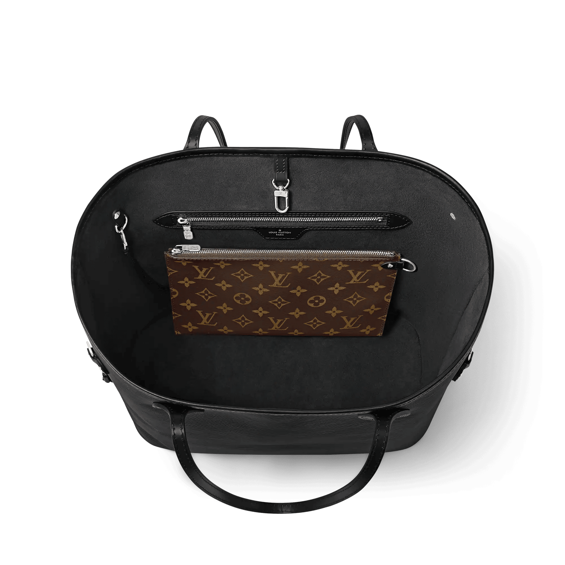Women's Neverfull MM Black Epi Leather Tote Bag M11930