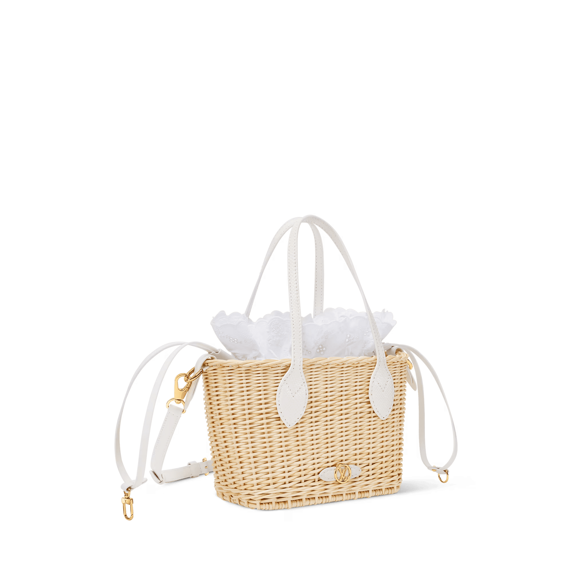 Neverfull BB Woven Wicker Bag Off White Gold-Toned Hardware