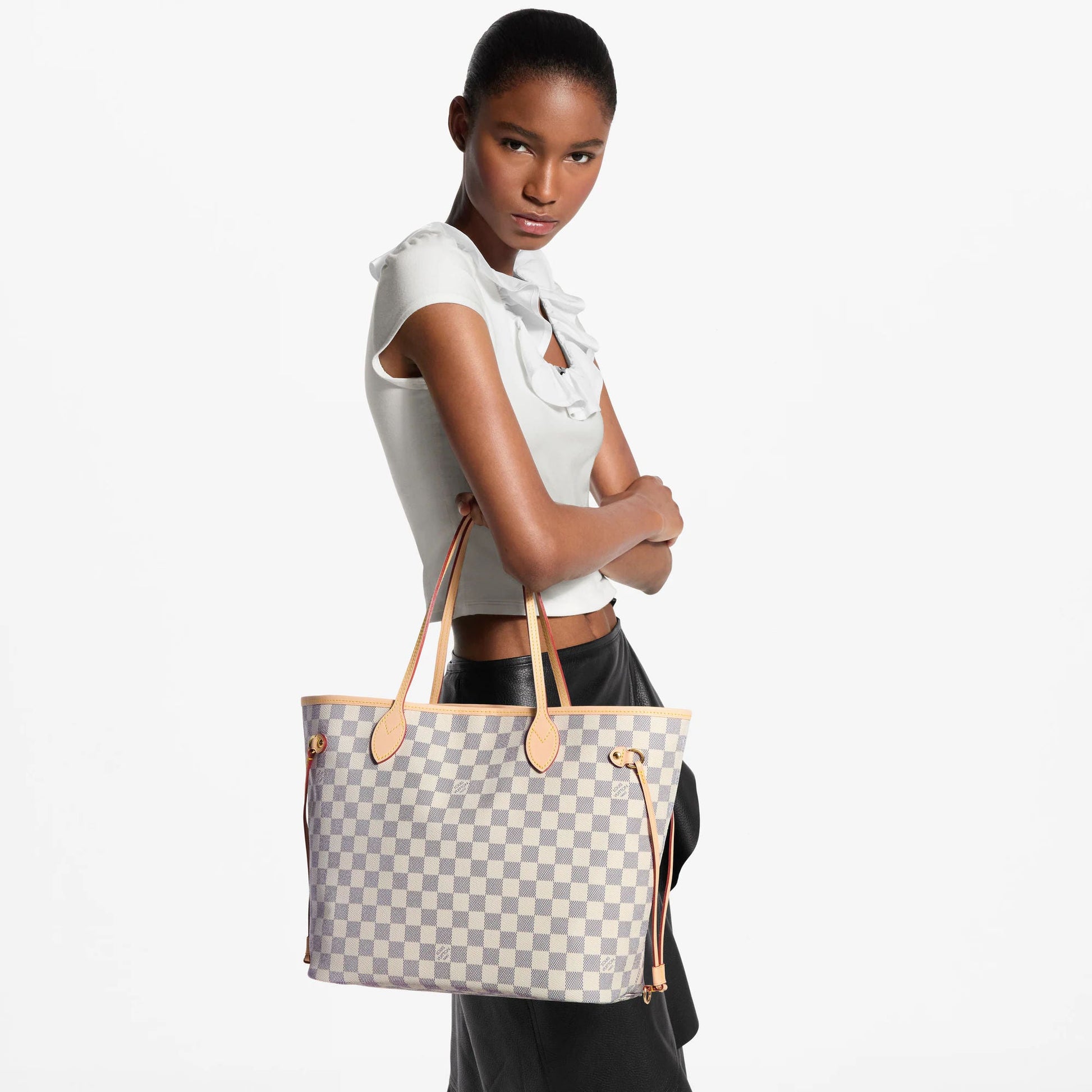 Women's Neverfull MM Damier Azur Canvas Tote
