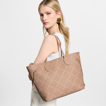 Neverfull MM Monogram Empreinte Couture Leather Tote Hazelnut Gold-Toned Hardware