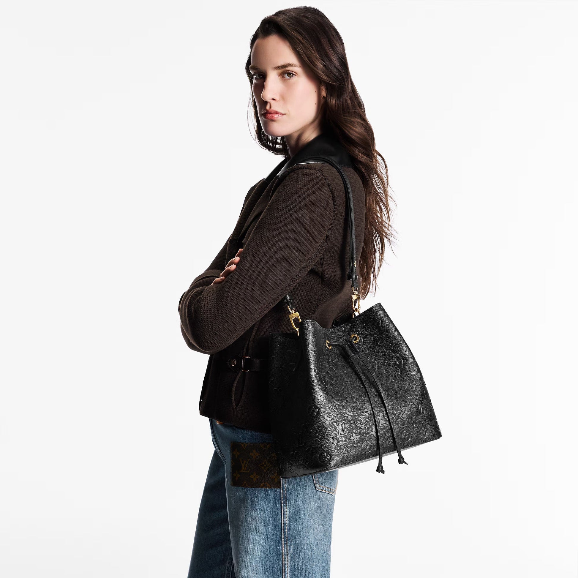 NéoNoé MM Monogram Empreinte Leather Black Gold-Toned Hardware