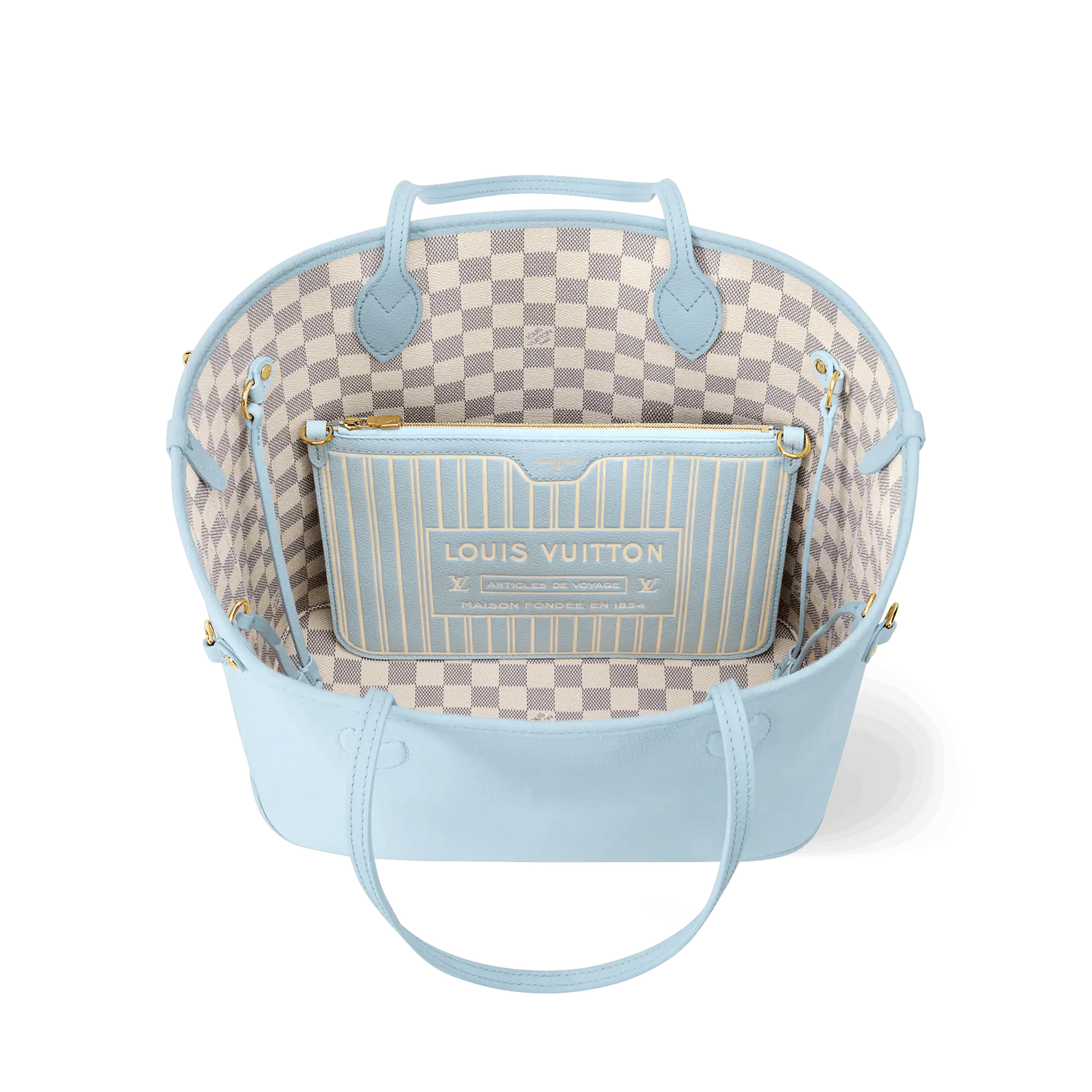 Women's Neverfull Inside Out MM Damier Azur Tote N40946