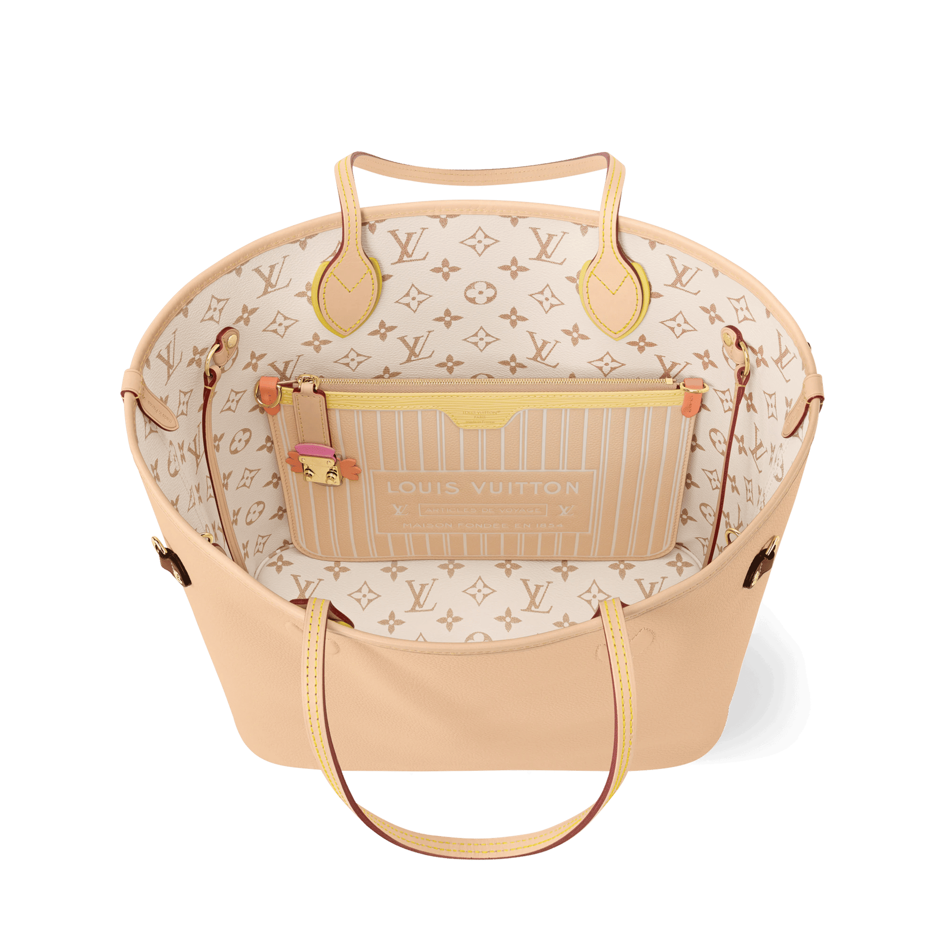 Women's Neverfull Inside Out MM Monogram Dune Canvas Tote Bag