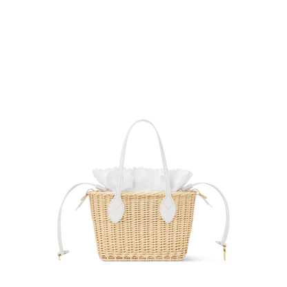 Women's Neverfull BB Off White Wicker Karung Leather Tote Bag