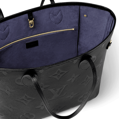 Women's Neverfull MM Black Monogram Empreinte Leather Tote Bag M45685