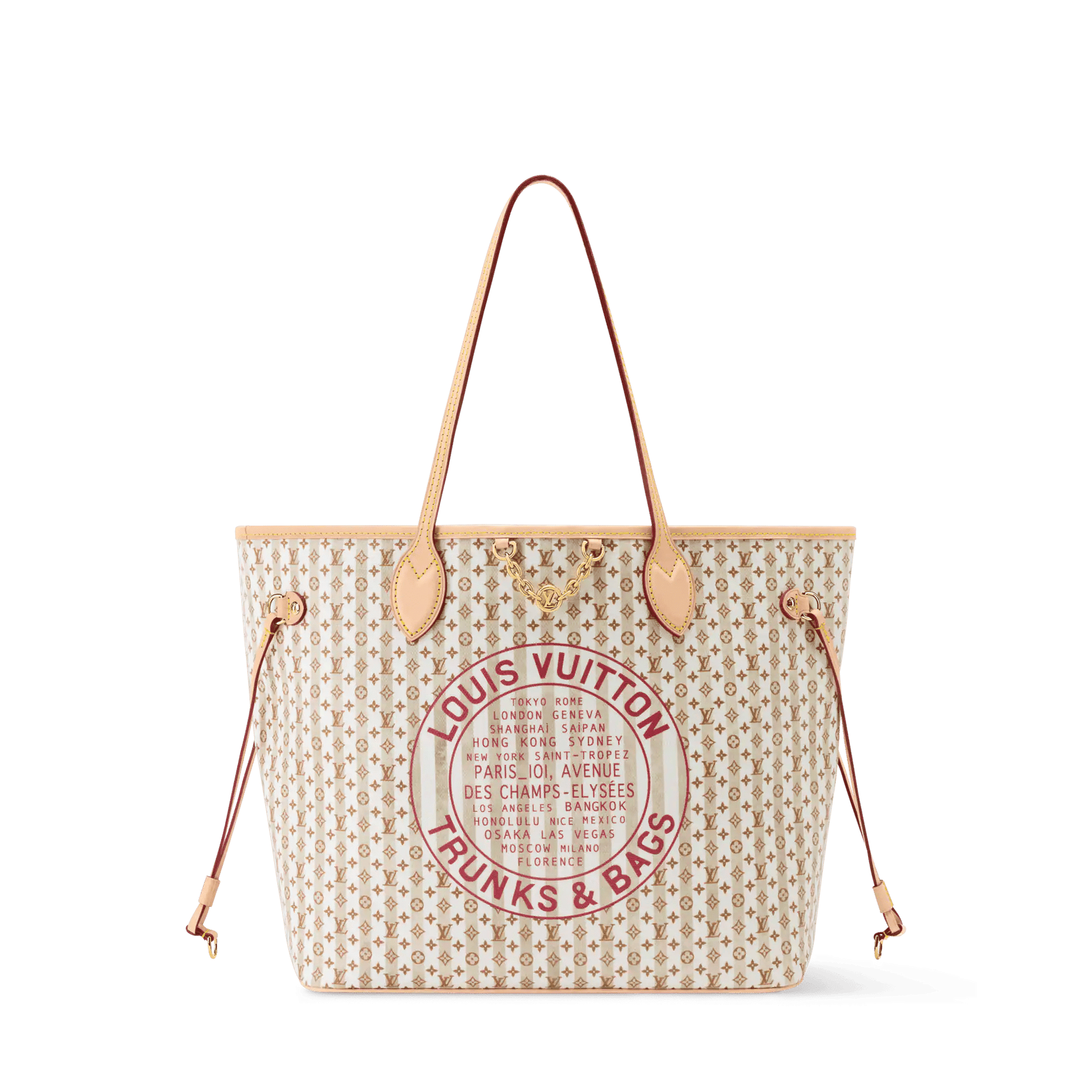 Women's Neverfull MM LV Stamp Nude Rose Monogram Canvas Tote Bag
