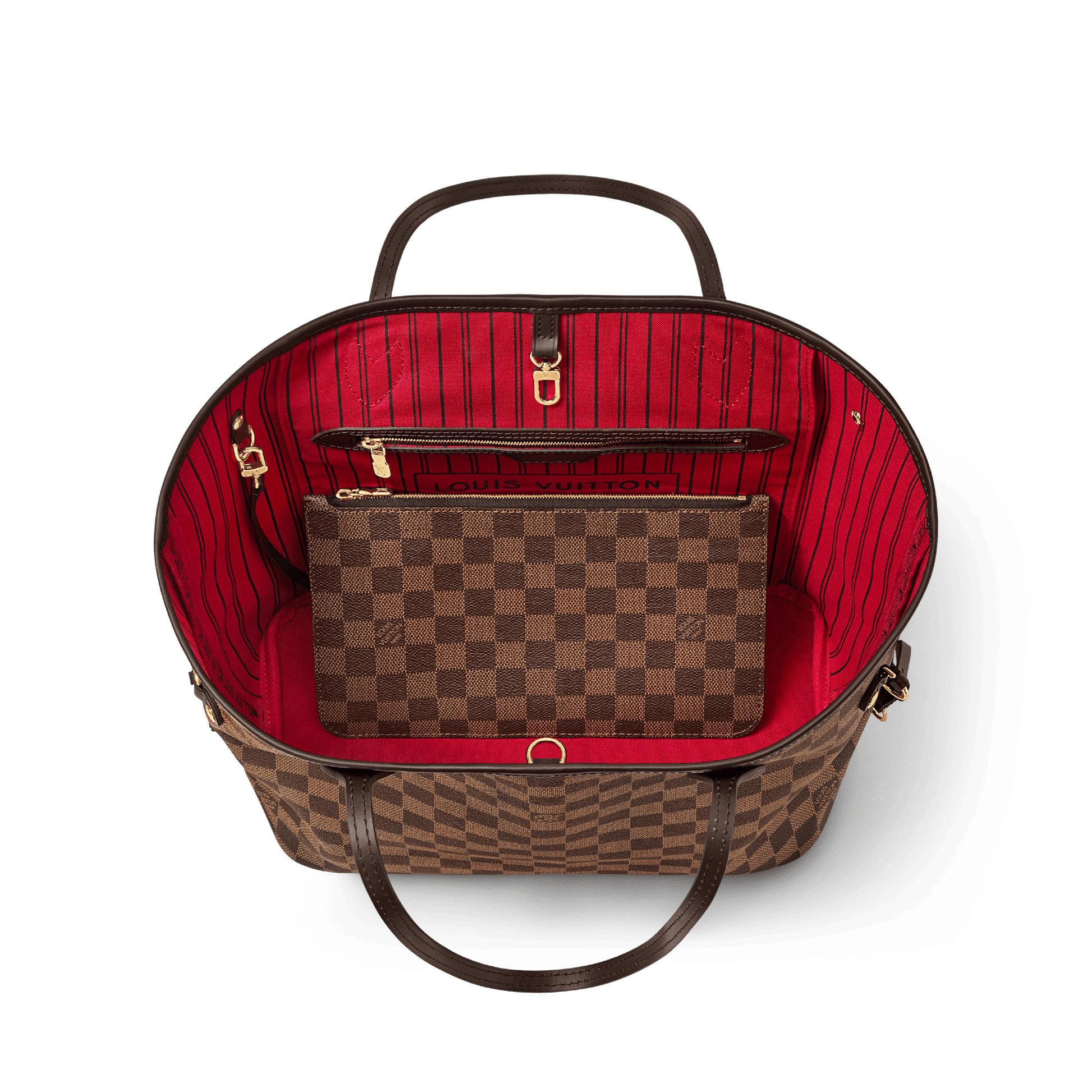 Women's Neverfull MM Damier Ebene Cherry Coated Canvas Tote Bag N40599