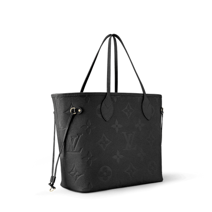 Women's Neverfull MM Black Monogram Empreinte Leather Tote Bag M45685