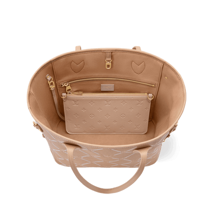 Neverfull MM Monogram Empreinte Couture Leather Tote Hazelnut Gold-Toned Hardware