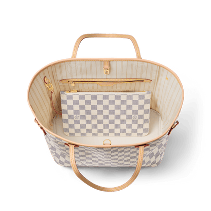 Women's Neverfull MM Damier Azur Canvas Tote