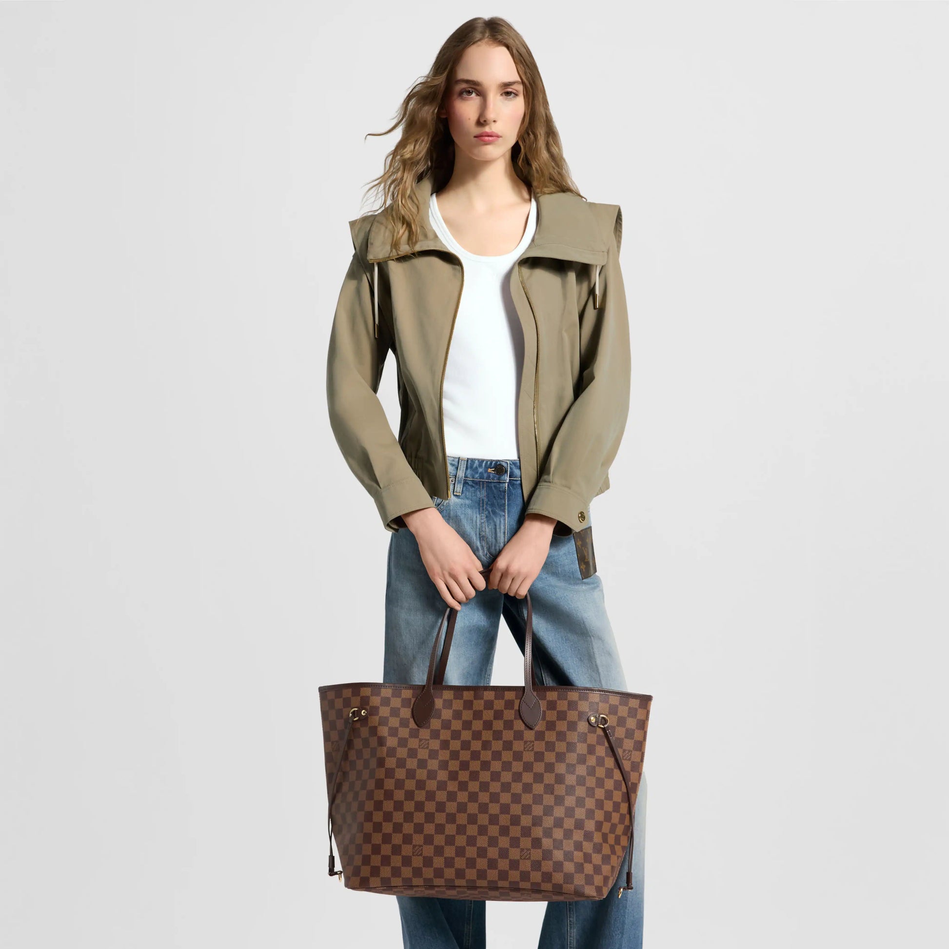 Neverfull GM Damier Ebene Coated Canvas Dark Chocolate Gold-Toned Hardware