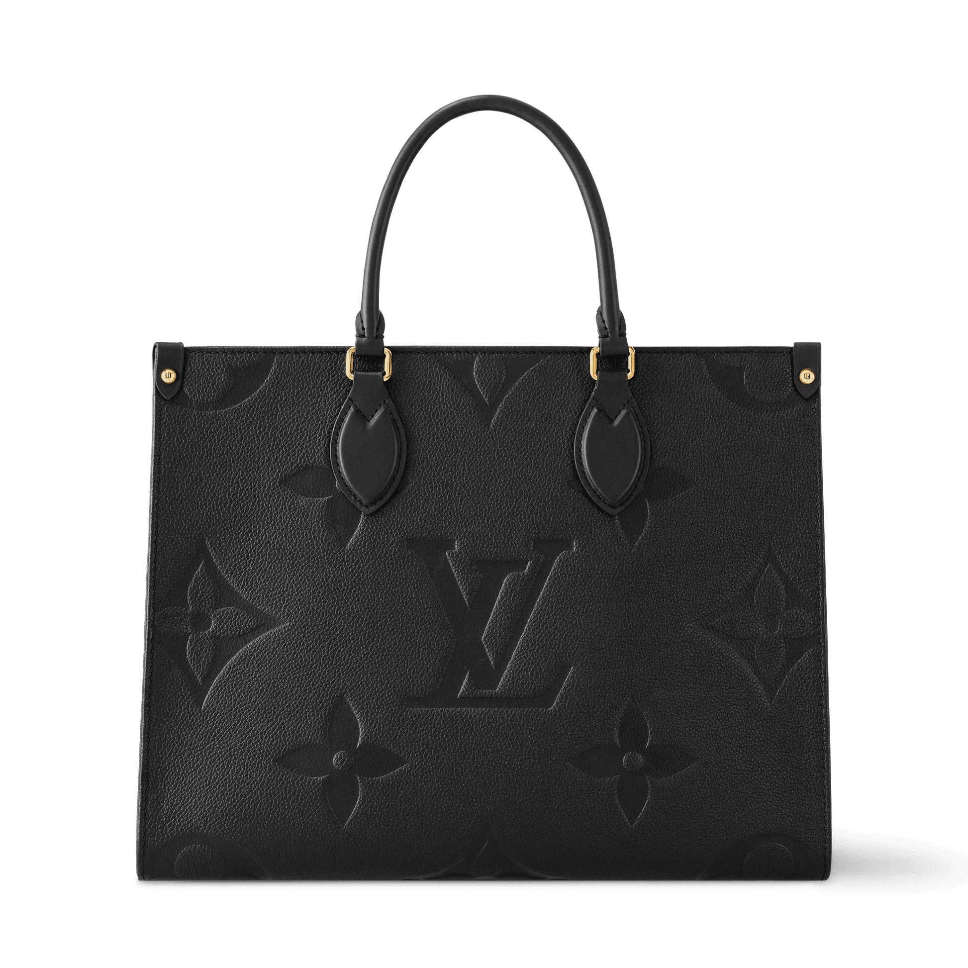 Women's Onthego MM Black Monogram Empreinte Leather Tote Bag M45595