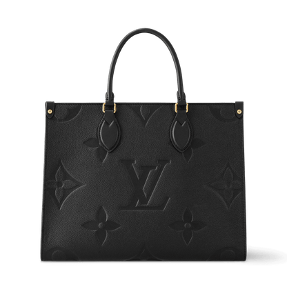 Women's Onthego MM Black Monogram Empreinte Leather Tote Bag M45595