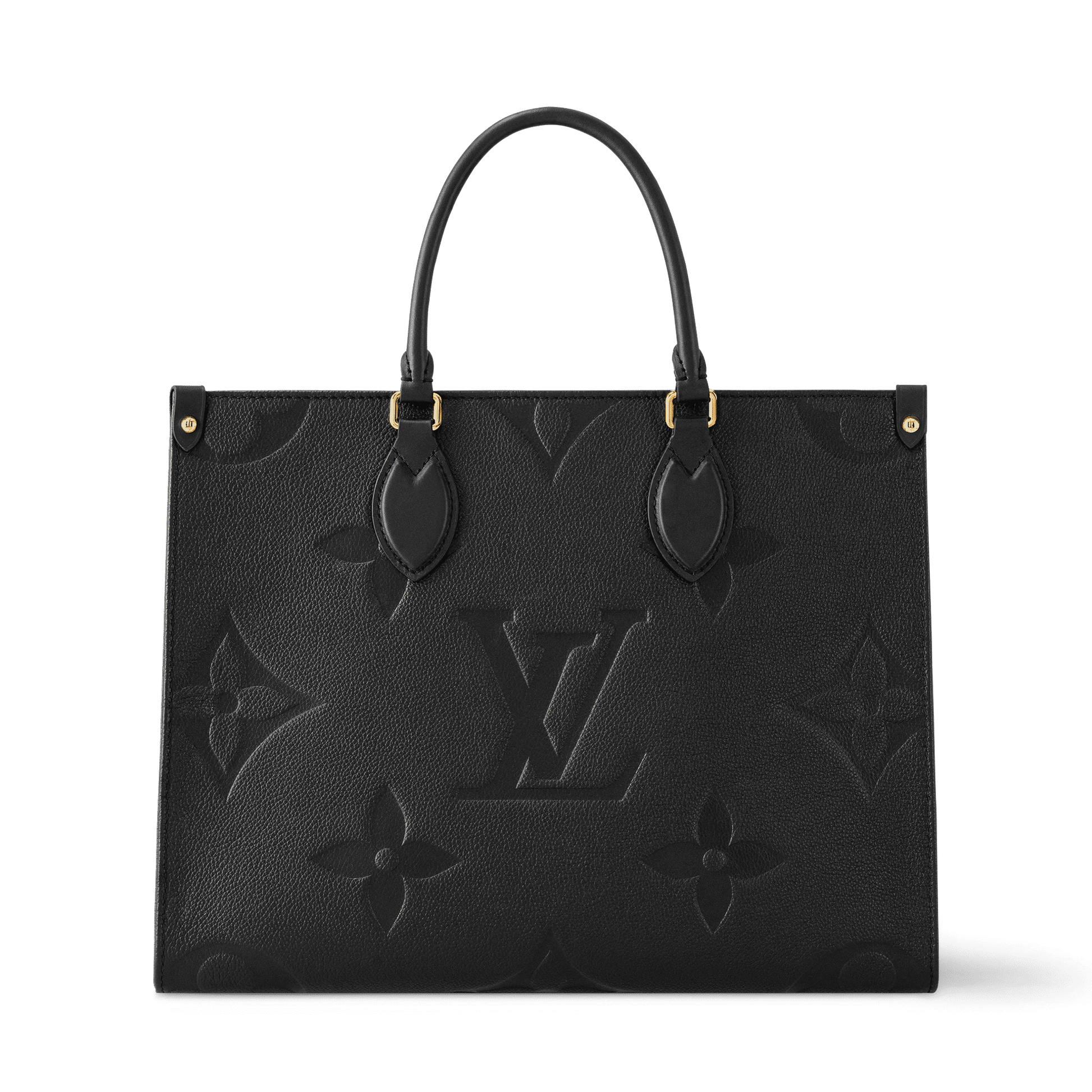 Women's Onthego MM Black Monogram Empreinte Leather Tote Bag M45595