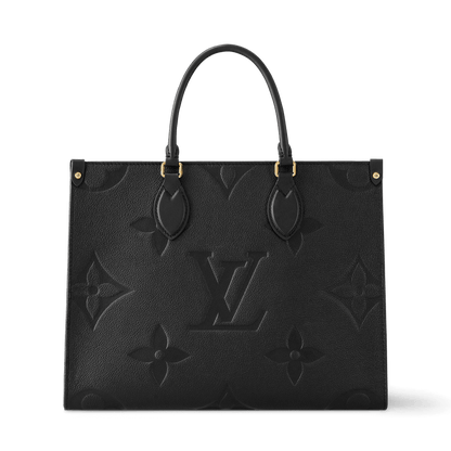 Women's Onthego MM Black Monogram Empreinte Leather Tote Bag M45595