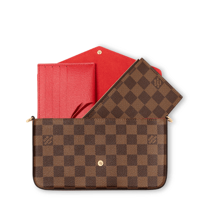 Women's Pochette Félicie Damier Ebene Coated Canvas Chain Wallet N40492