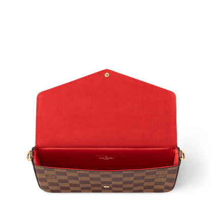 Women's Pochette Félicie Damier Ebene Coated Canvas Chain Wallet N40492