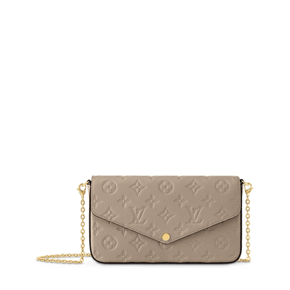 Pochette Félicie Monogram Empreinte Leather Turtledove Gold-Toned Hardware