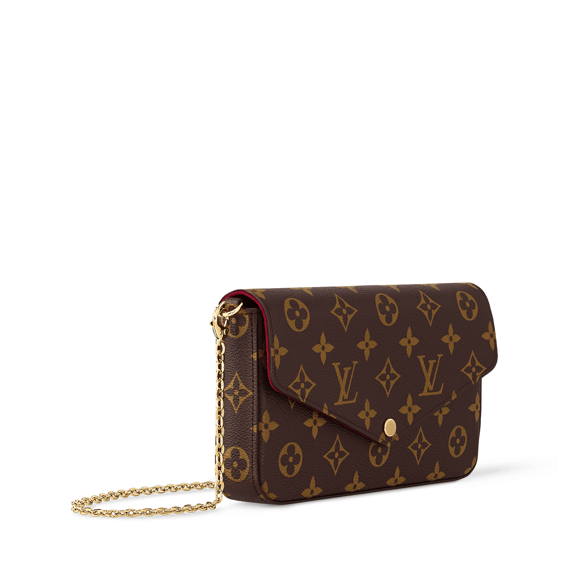 Pochette Félicie Monogram Coated Canvas Fuchsia Gold-Toned Hardware