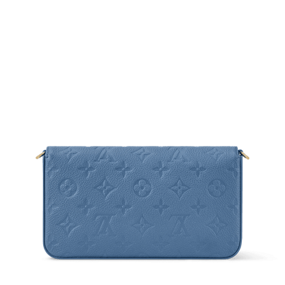Pochette Félicie Monogram Empreinte Leather Blue Jean Gold-Toned Hardware