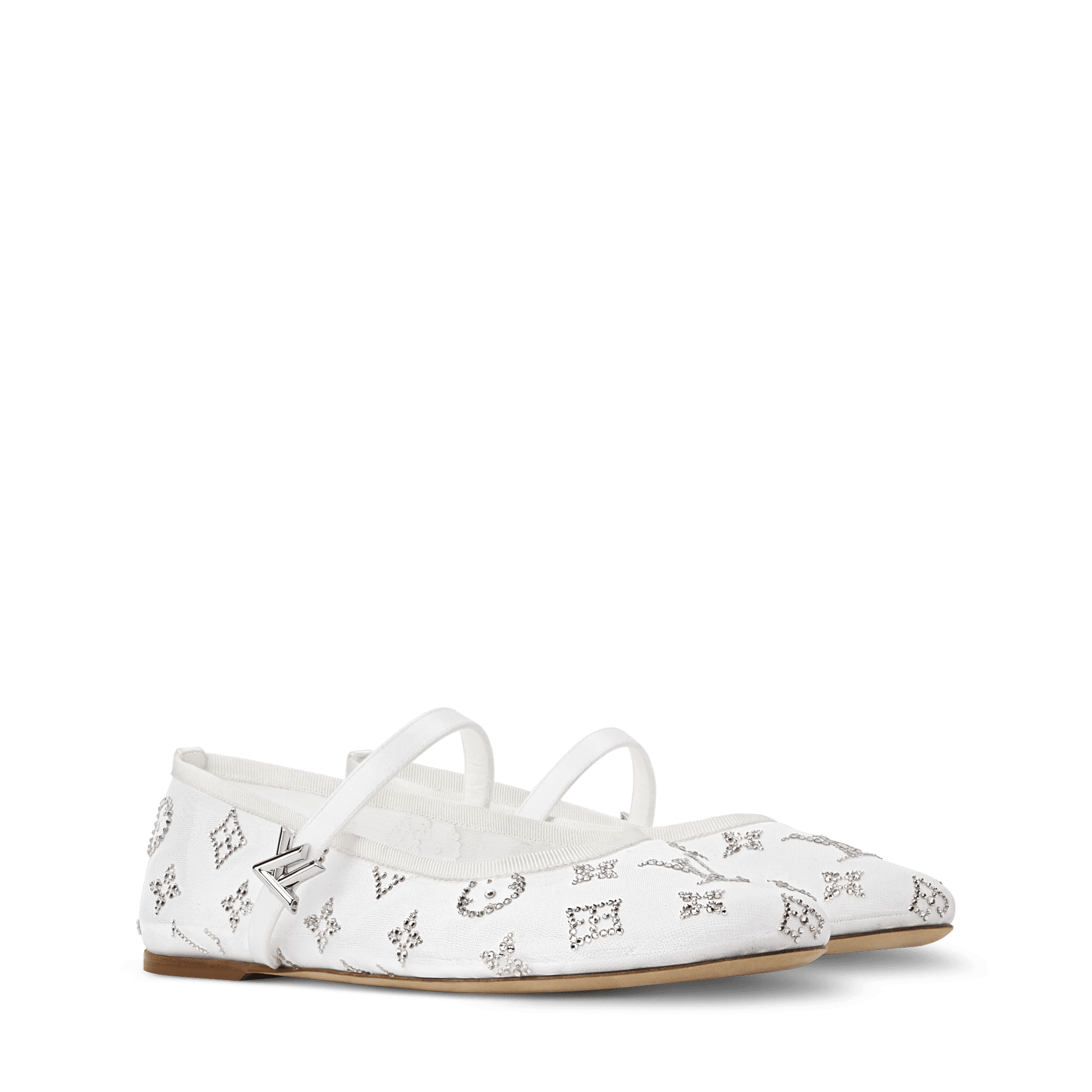 Women's Romy Flat Ballerina Mesh Rhinestone Monogram Ballet Pump 1AK3O8