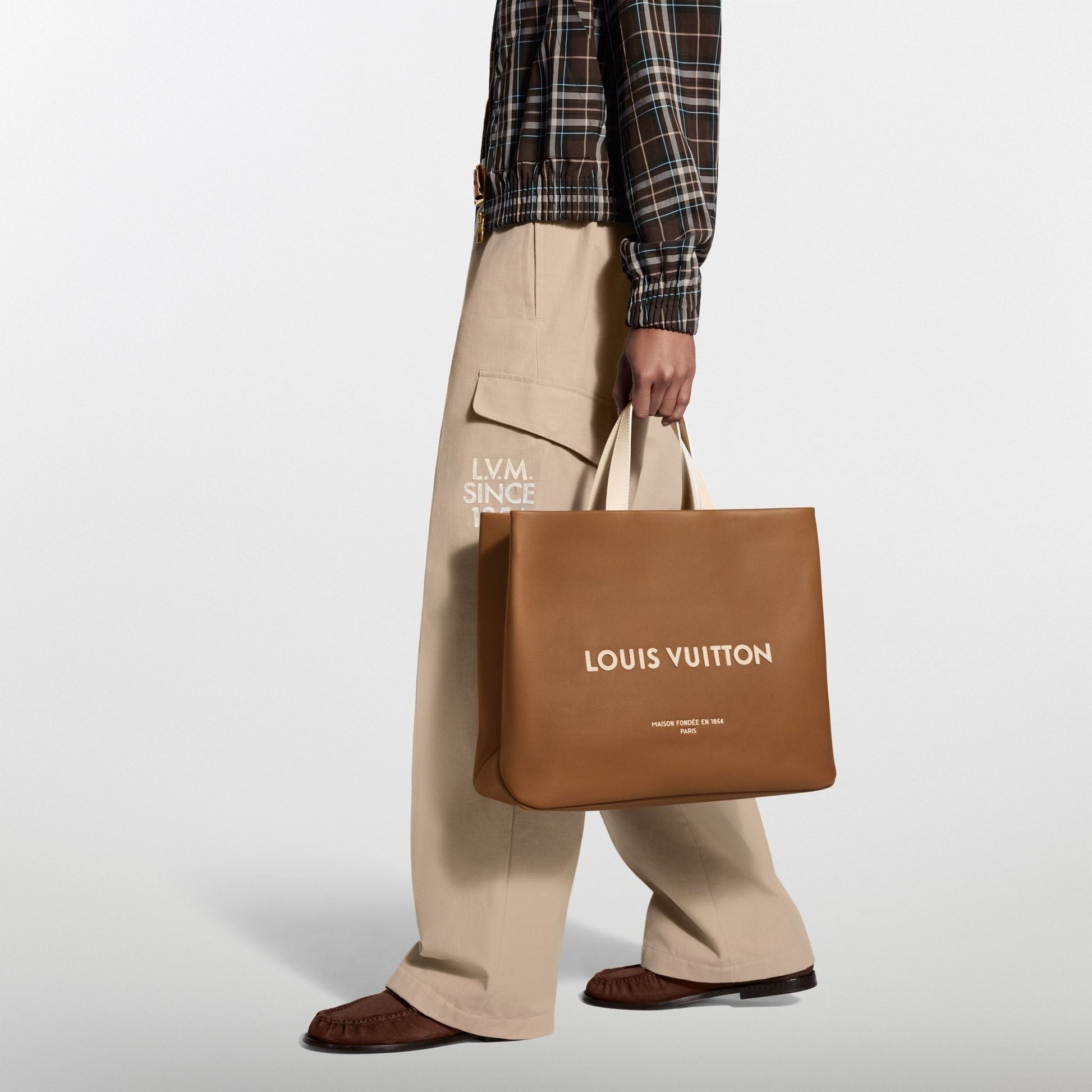 Men's Shopper Tote MM Calf Leather Sand