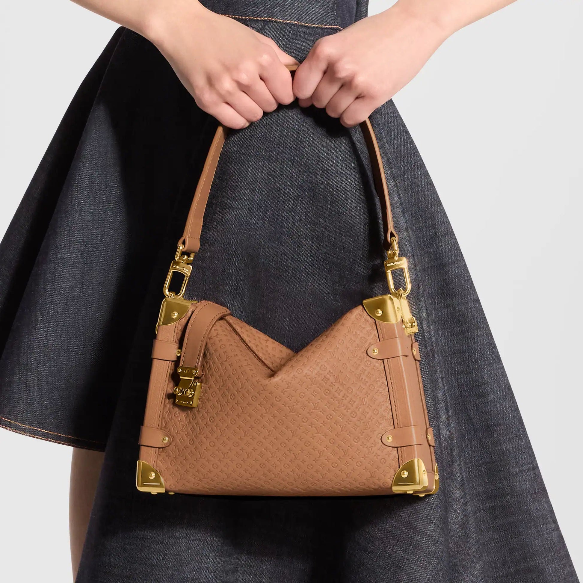 Women's Side Trunk MM Minigram Calfskin Shoulder Bag