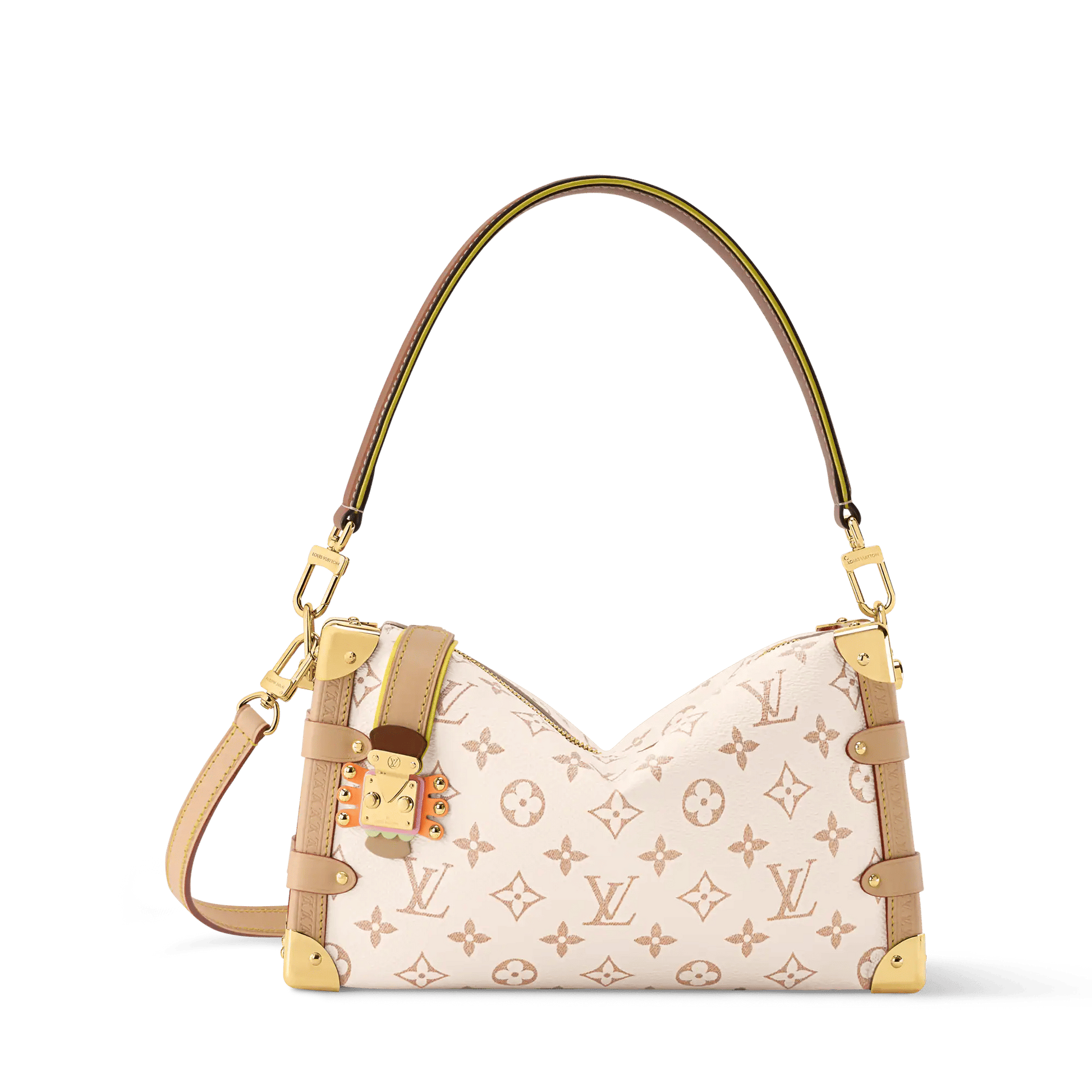 Women's Side Trunk MM East-West Monogram Dune Canvas Shoulder Bag
