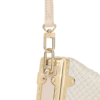 Slim Trunk Cream Satin Pearl Embellishment Gold-Toned Hardware