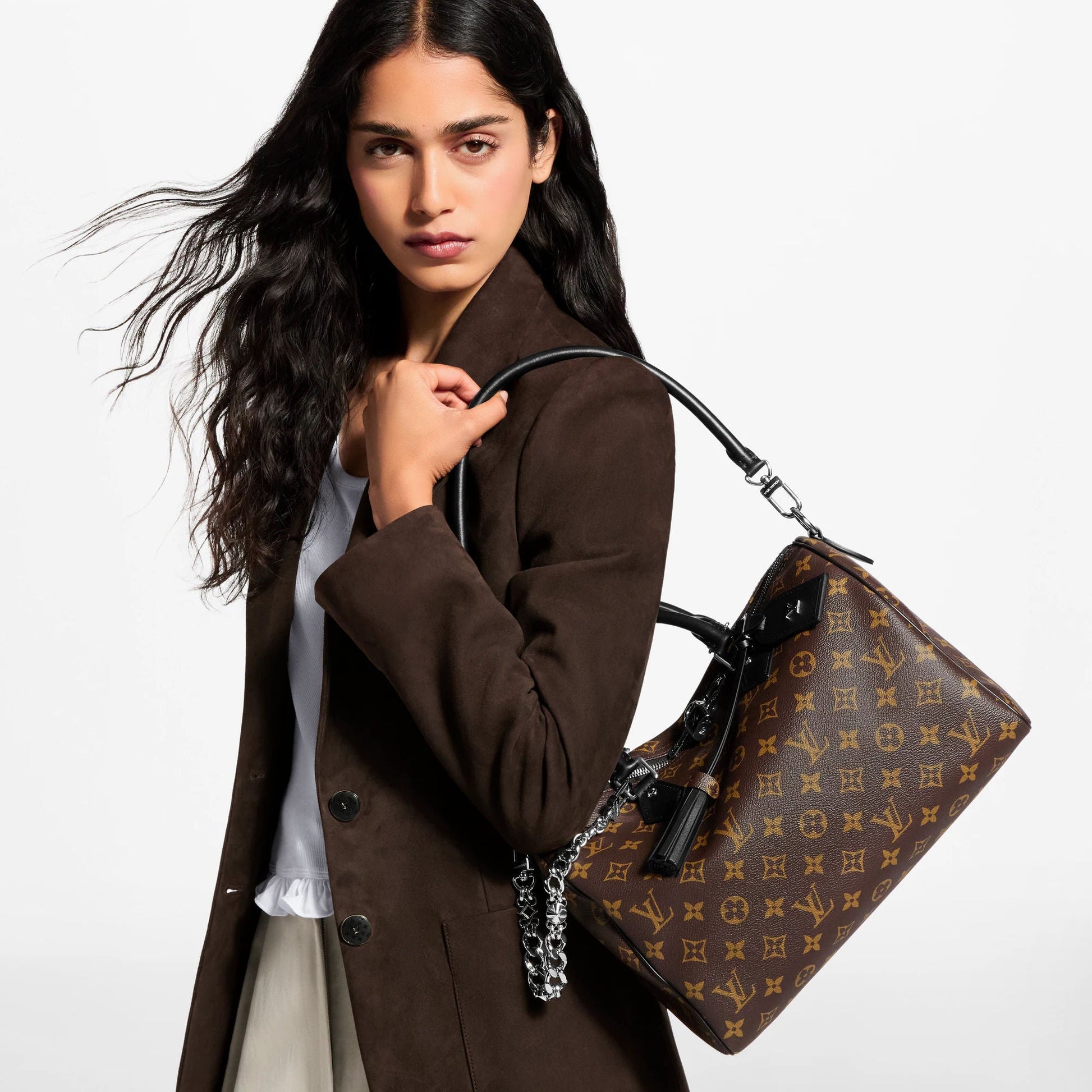 Women's Speedy Soft 30 Dark Monogram Coated Canvas Handbag M12243