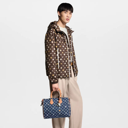 Men's Speedy 30 Bandoulière Bag Monogram Flowers Denim