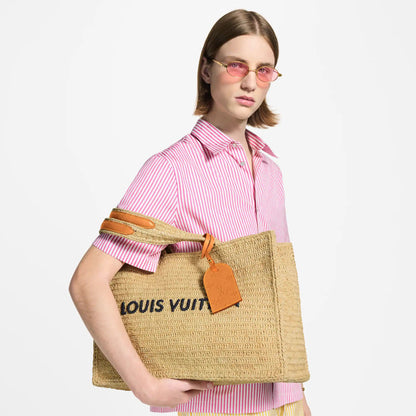 Summer Shopper Tote MM Raffia Natural Beige