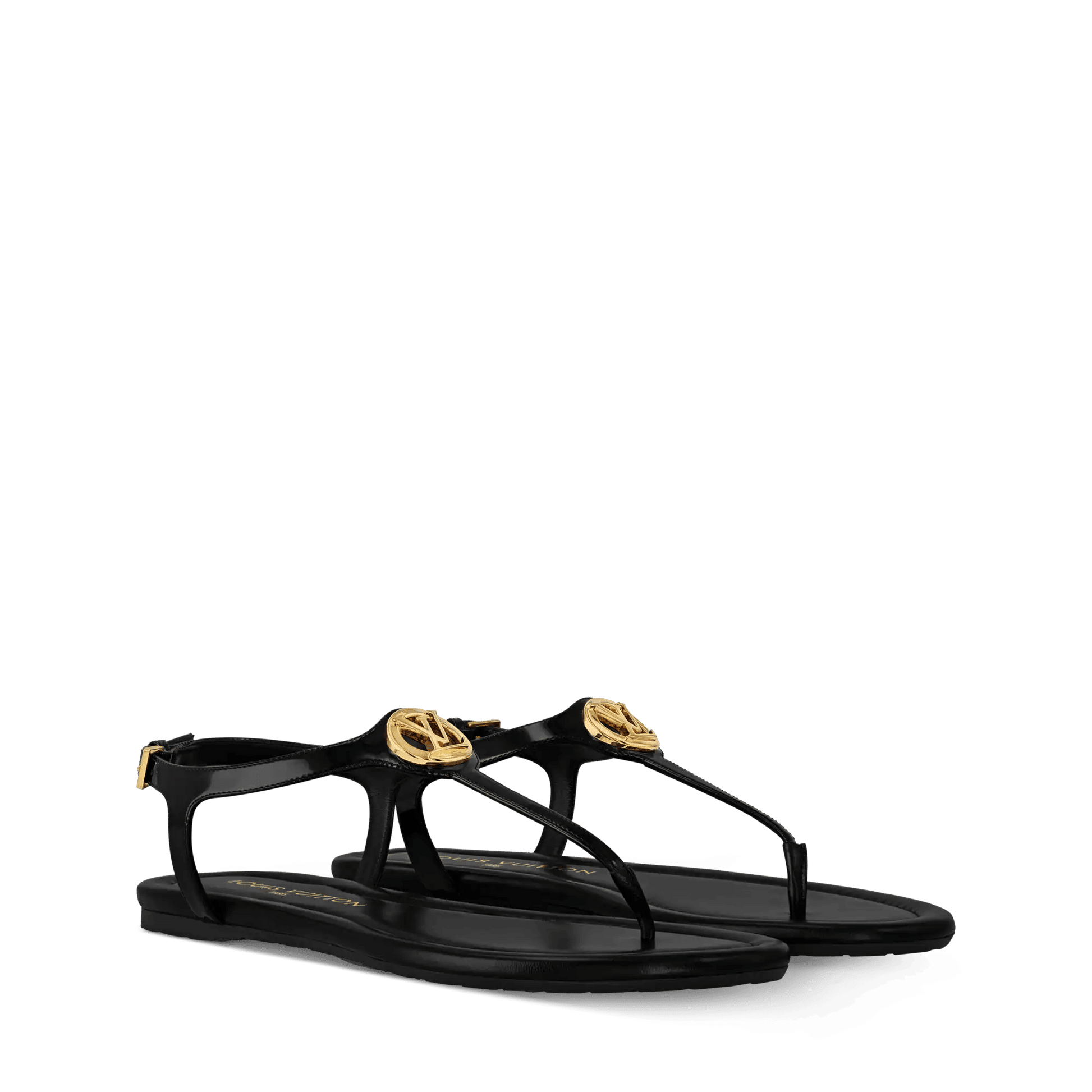 Women's Sunkiss Flat Sandal Black Patent Calf Leather 1AHKU7