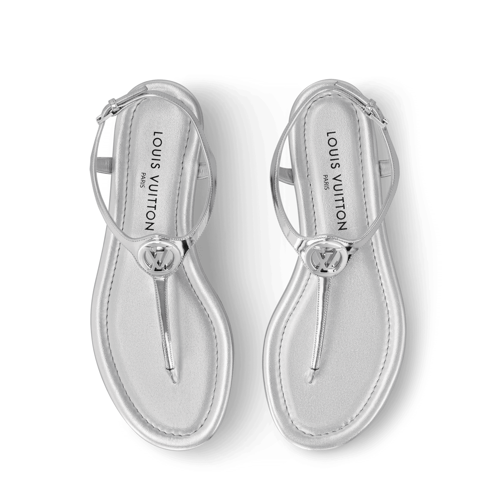 Women's Sunkiss Flat Sandal Silver Metallic Calf Leather 1AHNZ2