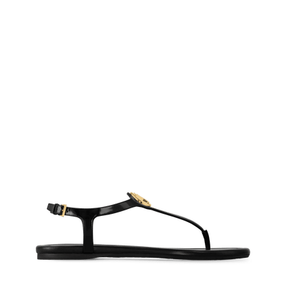 Women's Sunkiss Flat Sandal Black Patent Calf Leather 1AHKU7
