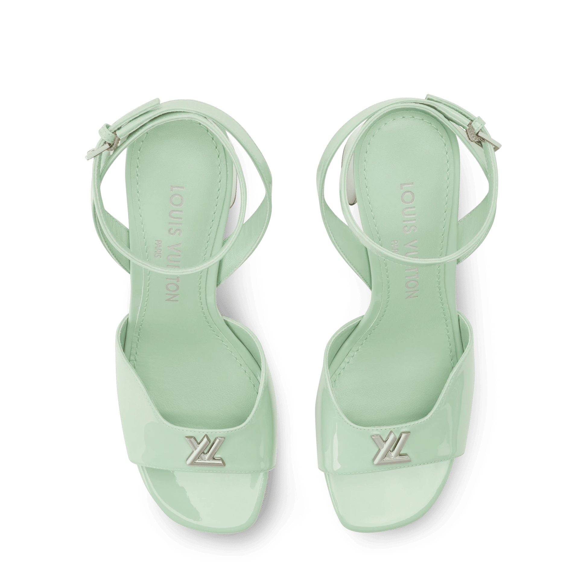 Women's Swing Open Back Water Green Patent Calf Leather Sandal 1AJKMH