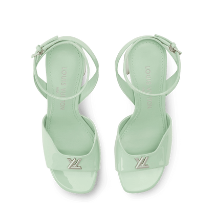 Women's Swing Open Back Water Green Patent Calf Leather Sandal 1AJKMH