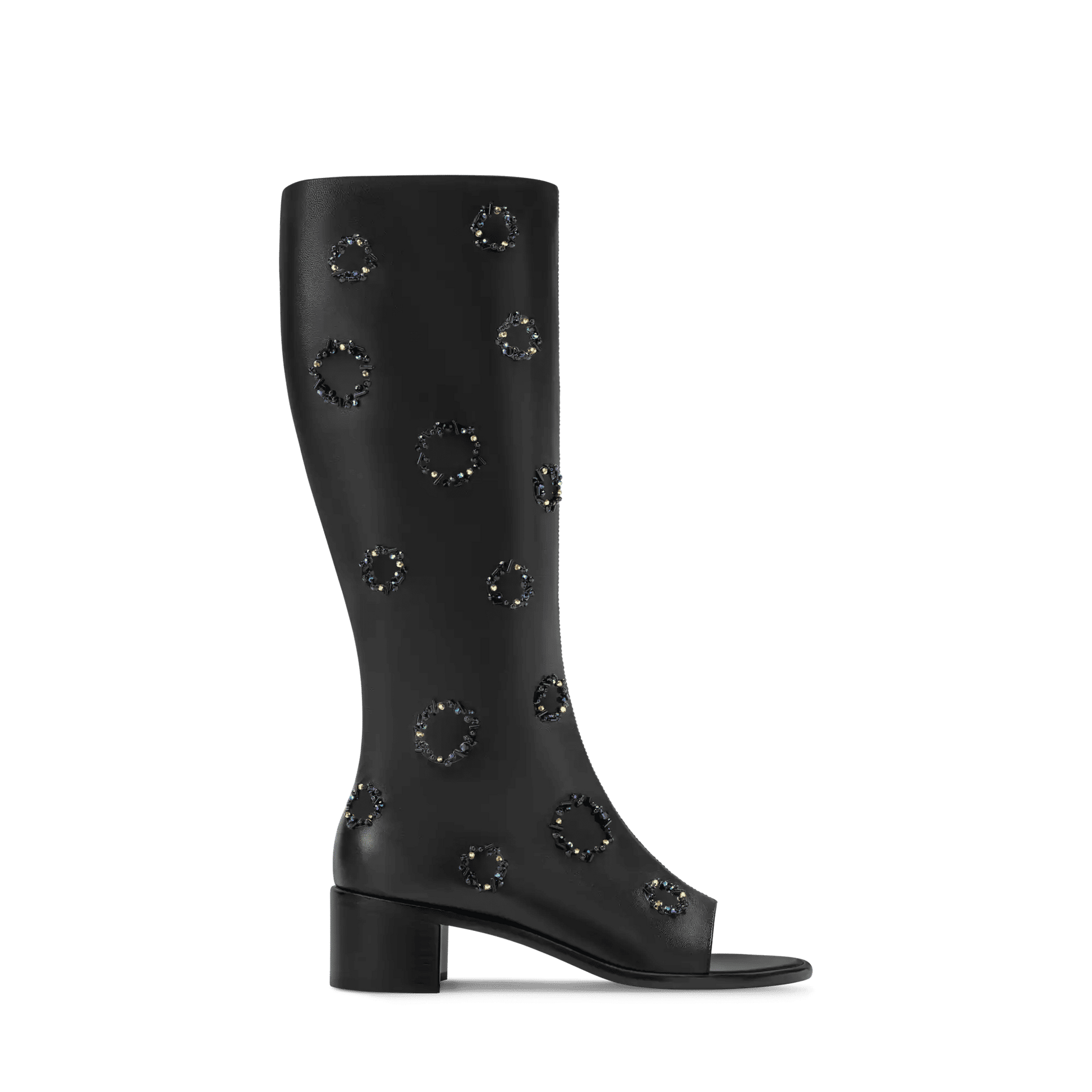 Women's Talisman Open Toe High Boot Black Lambskin 1AJOGC