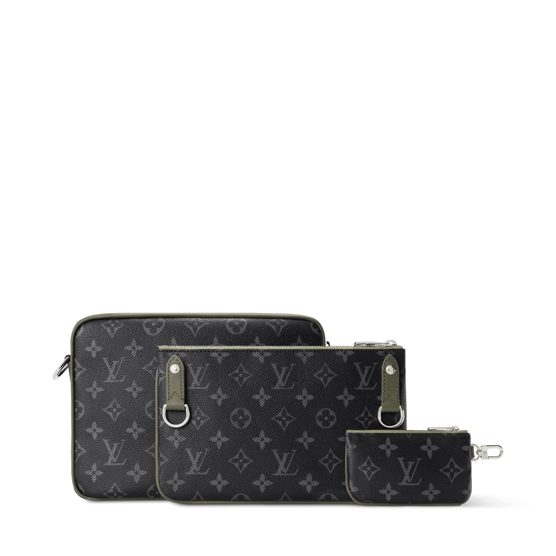 Men's Trio Messenger Bag Monogram Eclipse Canvas Khaki