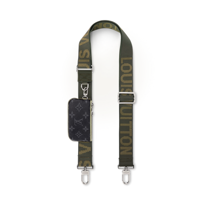 Trio Messenger Monogram Eclipse Canvas Khaki Green Ruthenium-Tone Brass Hardware