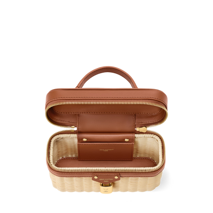 Vanity Chain Pouch Rattan Brown Gold-Toned Hardware